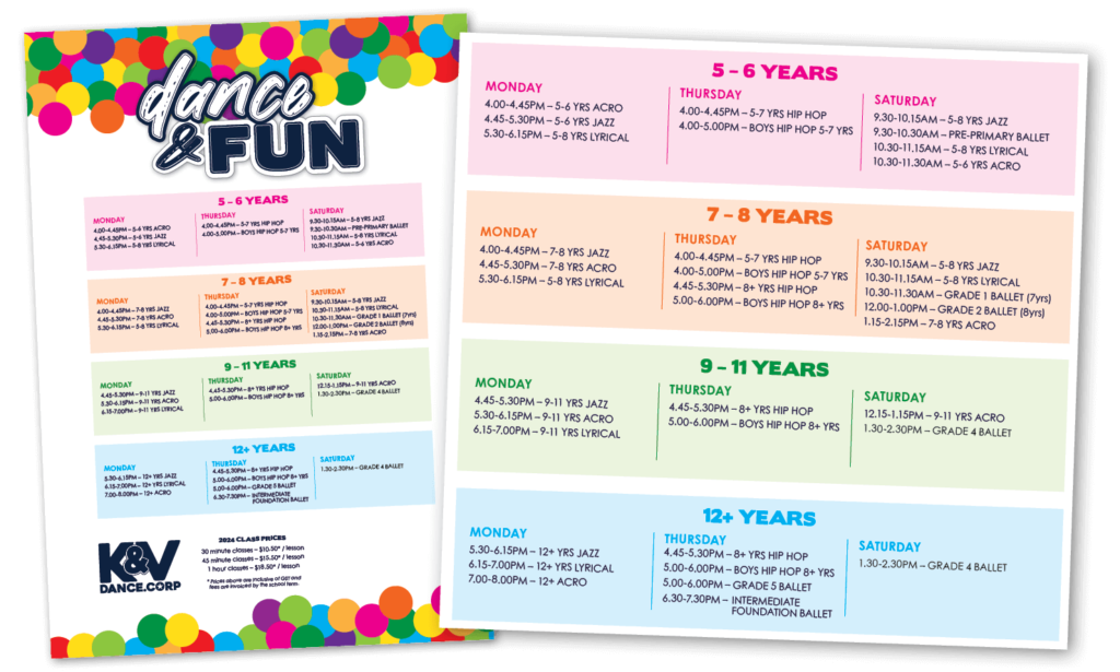 Dance & Fun Timetable Graphic