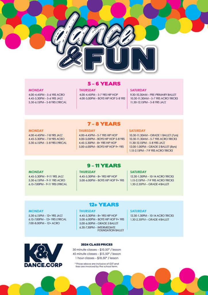 K&V Dance & Fun timetable