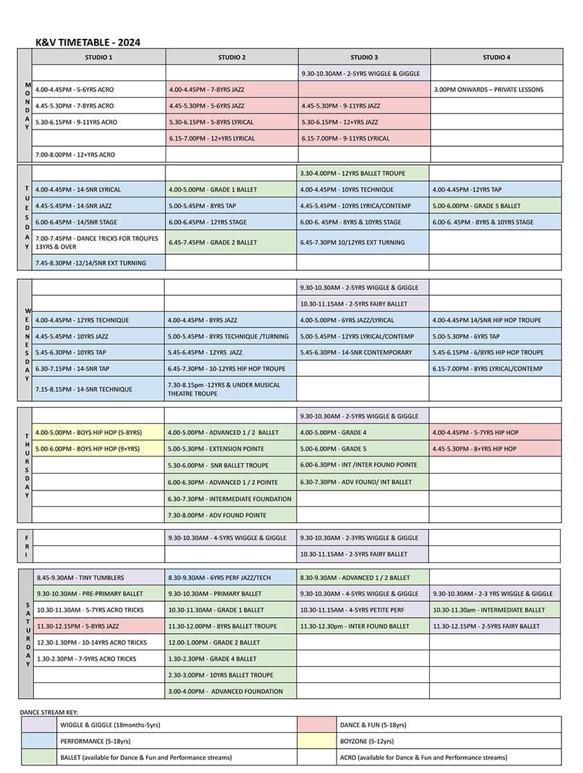 K&V 2024 Timetable